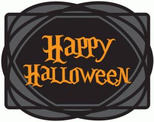 Czarna etykieta z napisem szczęśliwego Halloween